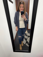 Load image into Gallery viewer, Navy Waffle Texture Knit Cardigabn
