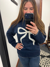 Load image into Gallery viewer, Navy Bow Sweater
