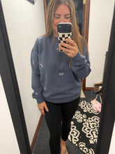 Load image into Gallery viewer, Blue Embroidered Football Crewneck
