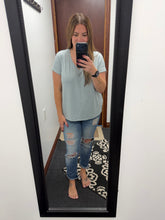 Load image into Gallery viewer, Blue Gray V Neck Soft Tee
