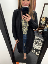 Load image into Gallery viewer, Black long sweater cardigan
