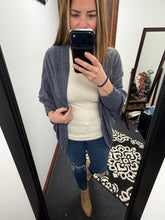 Load image into Gallery viewer, Navy Waffle Texture Knit Cardigabn
