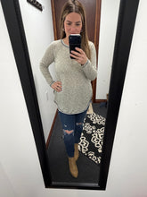 Load image into Gallery viewer, Gray with Navy Stitch Detail Top.
