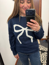 Load image into Gallery viewer, Navy Bow Sweater
