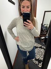 Load image into Gallery viewer, Gray with Navy Stitch Detail Top.

