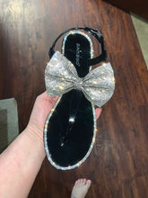 Load image into Gallery viewer, Rhinestone Bow Sandals BLACK
