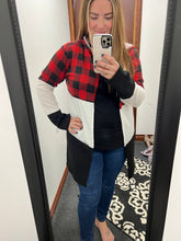 Load image into Gallery viewer, Buffalo plaid Colorblock cardiagn
