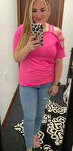 Load image into Gallery viewer, Fuchsia Cold Shoulder Top
