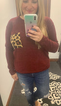 Load image into Gallery viewer, Burgundy Animal Print Pocket Sweater
