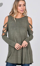Load image into Gallery viewer, Cold Shoulder Cage Detail Top
