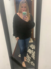 Load image into Gallery viewer, Double V Neck Sweater in Black
